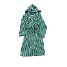Tekla - Hooded Bathrobes S, Teal Green Stripes - Badekåber - Grøn