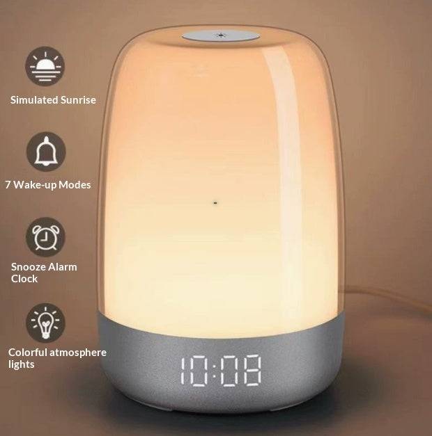 Wake-up Light Simulates Natural Sunrise Wake Up Alarm Clock Bedside Lamp - White / USB