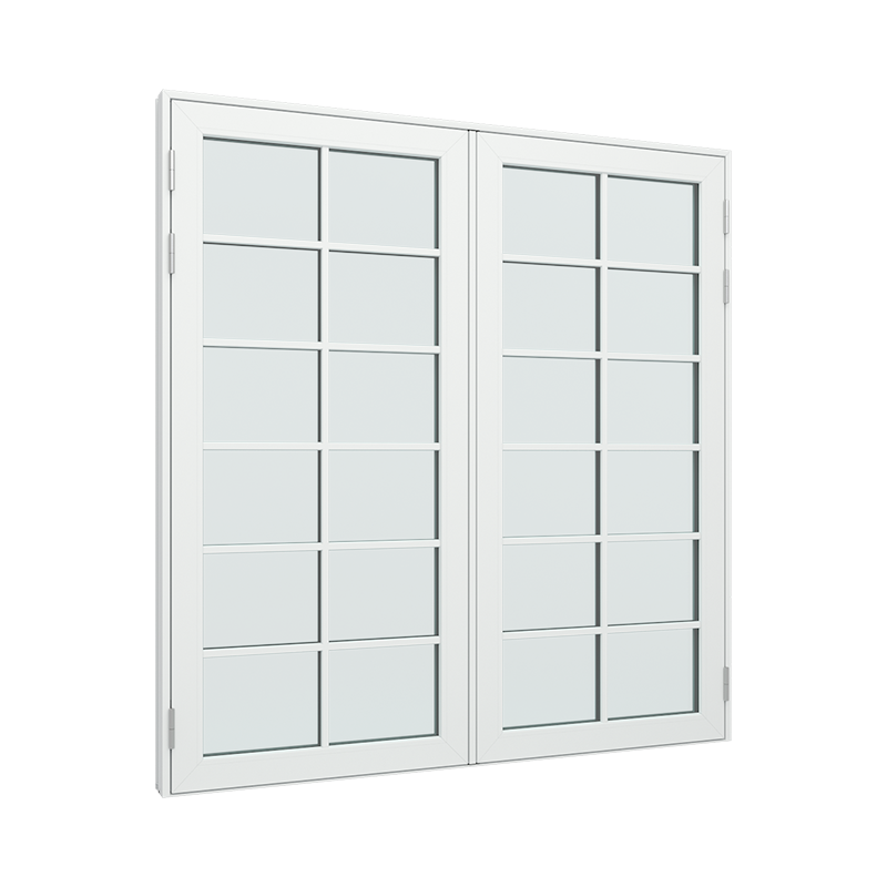 Dobbelt terrassedør med 2x6 glasfelter i hver dør
