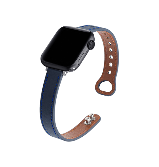 Apple Watch (38/40/SE/41/42mm) - ADENA™ Classic Læder Urrem - Blå