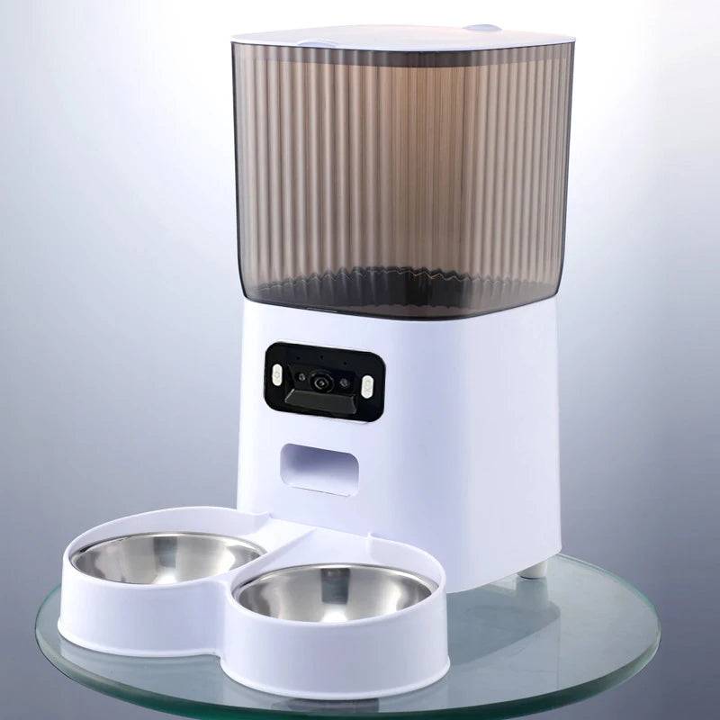5L Smart Automatic Pet Feeder with Camera, Double Bowls & Voice Recorder - Double Bowl - Video / L / 5L (L)