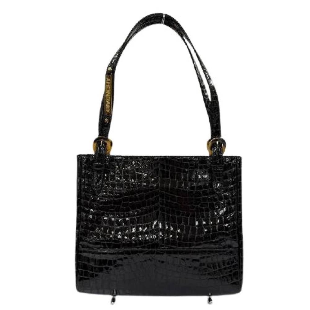 Givenchy Pre-owned Pre-owned Krokodillpræget Kalveskinds Skuldertaske - Vintage - Dame - Sort - ONE SIZE - Uld