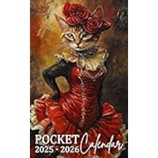 Pocket Calendar 2025-2026: Two-Year Monthly Planner for Purse, 24 Months from January 2025 to December 2026 with Inspirational Quotes | Abyssinian Cat Cabaret Dancer