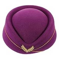 Cabilock Air Stewardess Cap Cosplay Beret Hatt För Temafester Halloween Och Rollspel Elegant Design i Ljuslila För Kostymfester Och Scenframträdanden