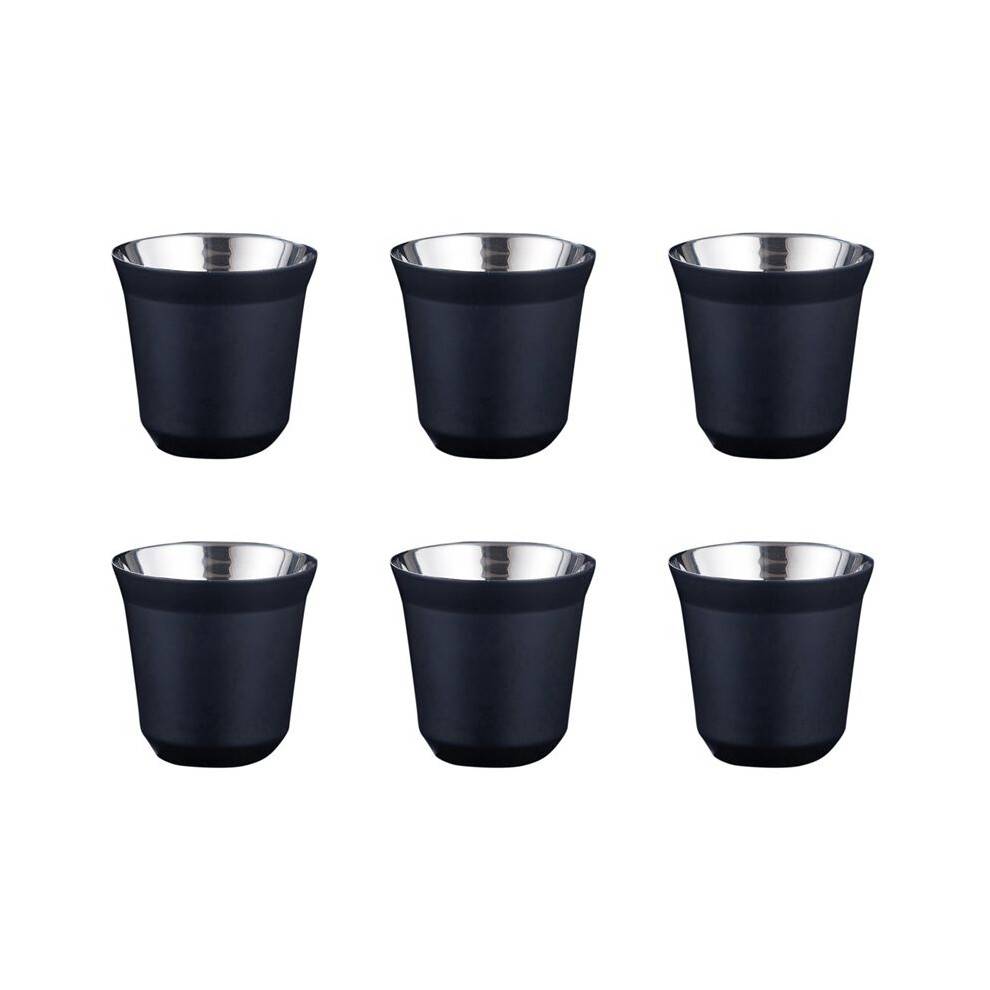 6X 80Ml Double Wall Stainless Steel Espresso Cup Insulation for Pixie Coffee Cup Capsule Shape Coffee Mugs,A