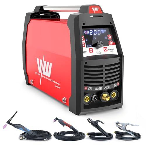 5-i-1 TIG Svetsmaskin AC/DC 200A & 50A Plasmaskärare – Puls TIG, MMA-Svets, Invertersvets, HF-Tändning, IGBT, Digital Multifunktionssvets för Aluminium, Rostfritt Stål & Stål - VECTOR WELDING