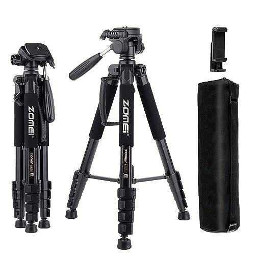 ZOMEi 188 cm stativ kraftigt högt stativstativ, professionellt resevideostativ kompatibelt med DSLR-kameror, mobiltelefoner, projektor, kikare, tubkikare och kikare sikte (svart)