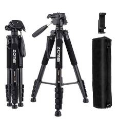 ZOMEi 188 cm stativ kraftigt högt stativstativ, professionellt resevideostativ kompatibelt med DSLR-kameror, mobiltelefoner, projektor, kikare, tubkikare och kikare sikte (svart)