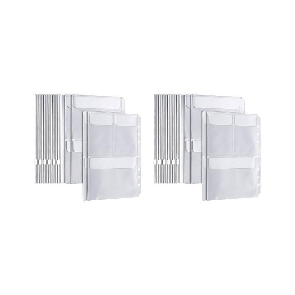 40Pcs A5 6 Ring Binder Pockets 3 Types Envelope,Zipper Closurek Bill Pouch for Organizer Clipbook