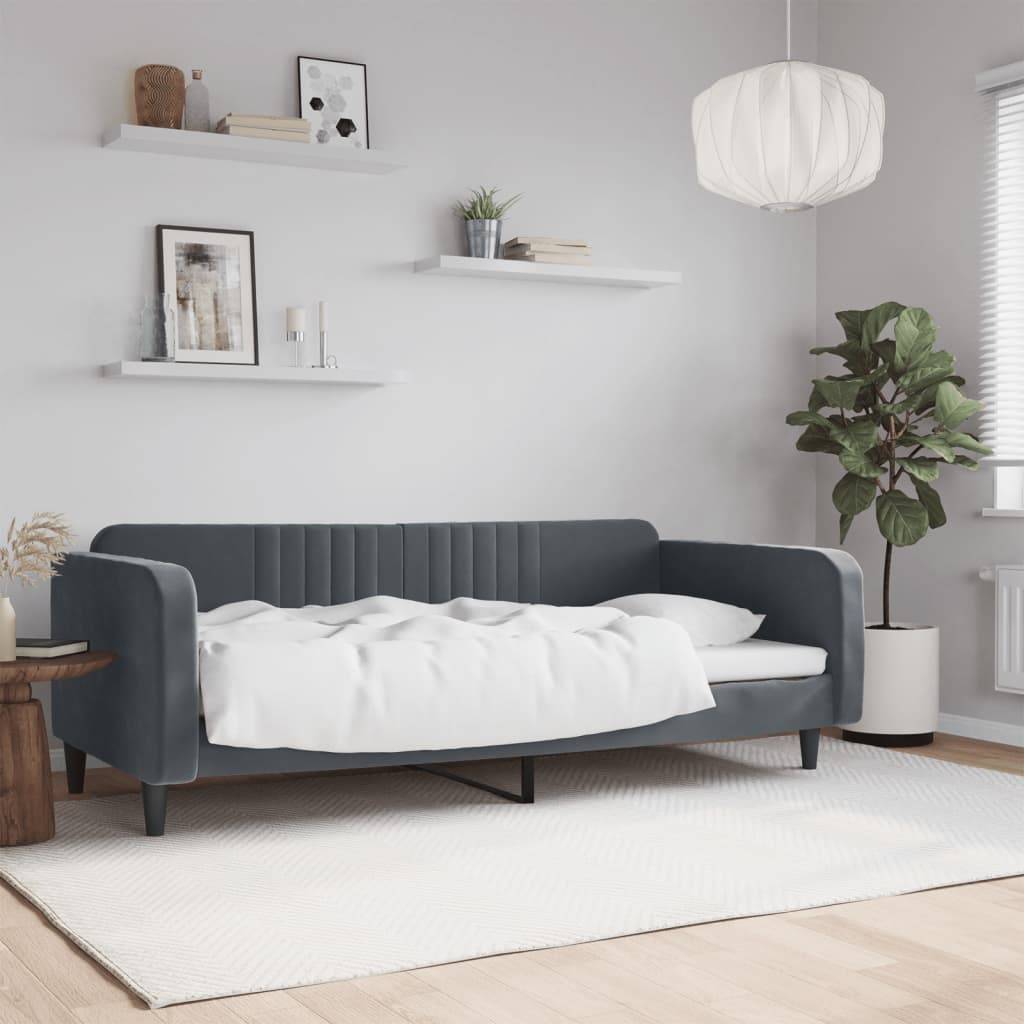 daybed 90x200 cm velour mørkegrå