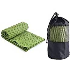 Yoga handduk halkfri – mikrofiber yoga handduk snabbtorkande – yogahandduk halkfri perfekt för matta, varm yoga, 183 x 61 cm, grön