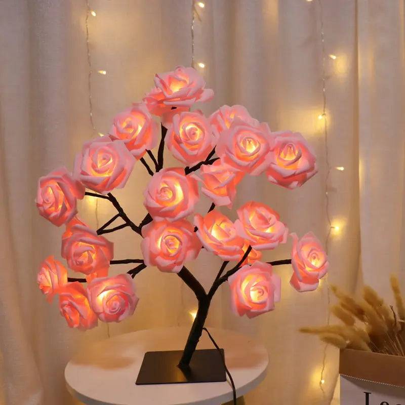 Romantisk Ros Bordslampa - Varmt Ljus & Elegans - Rosa