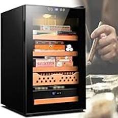 Elektrisk Humidor,Cigarrskåp,Elektrisk cigarrhumidorkylare med härdat glas,Elektronisk 70L cigarrkylare Humidor (Black 1CigarBasket+3Box)