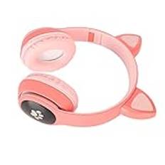 Rankomu Kattöron headset kattöron spelheadset, Bluetooth LED-headset med mikrofon, stöder litet minneskort och LINEIN-läge, rosa