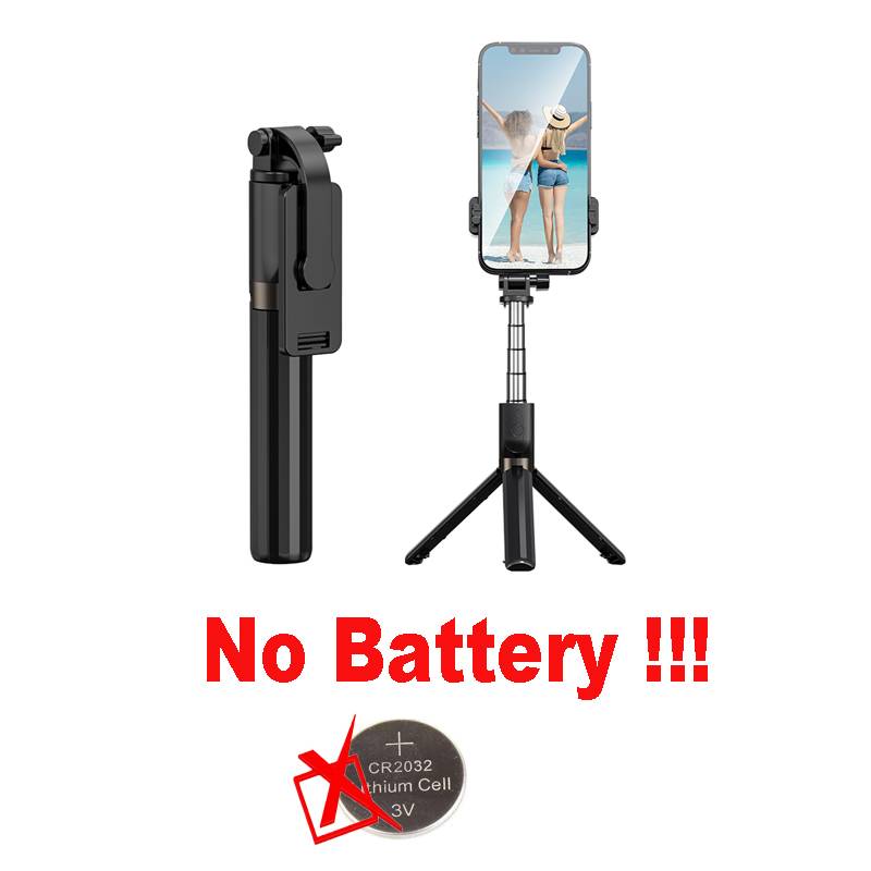 3 in 1 selfie stick stativ utdragbar monopod med bluetooth-kompatibel fjärrkontroll för smartphone selfie stick för iphone samsung - Svart