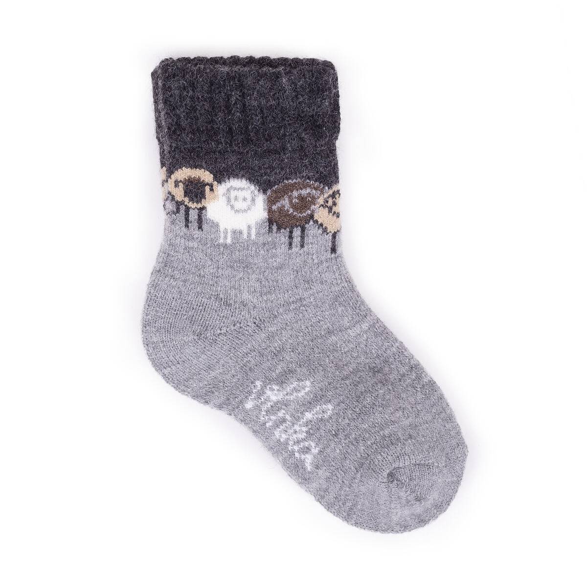 Børnesokker Merino fårebande mørkegrå størrelse sokker 25-27