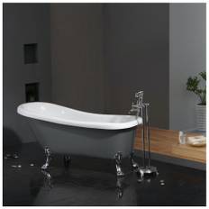 Bathlife Ideal badekar grå med løvefødder 67 x 153 cm