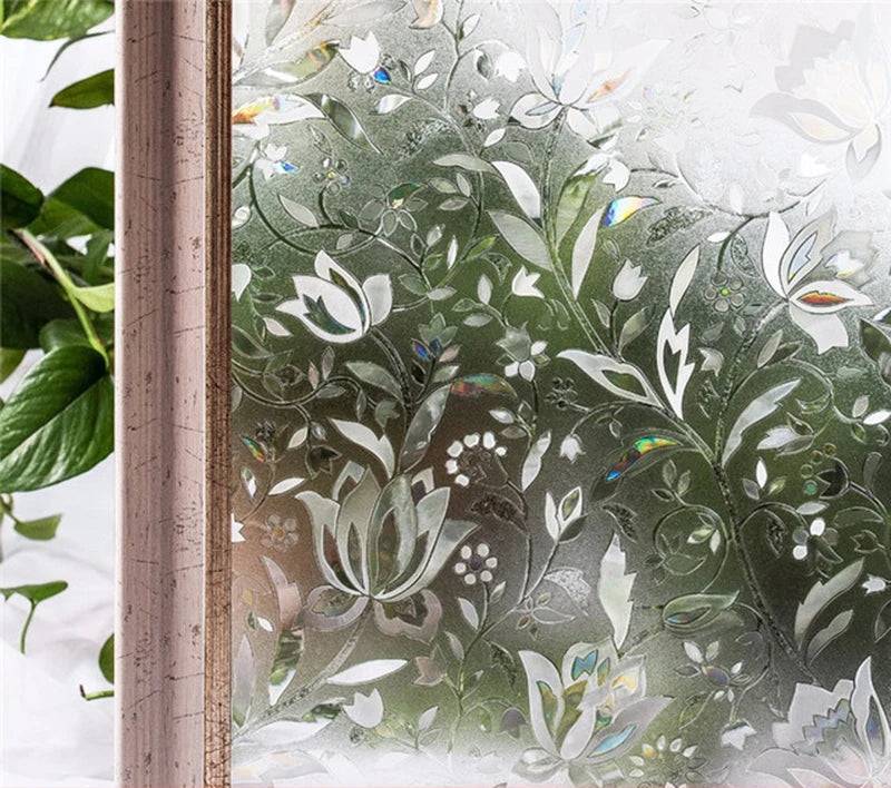 Fönsterfilm med vackert blommönster - 45x100 cm
