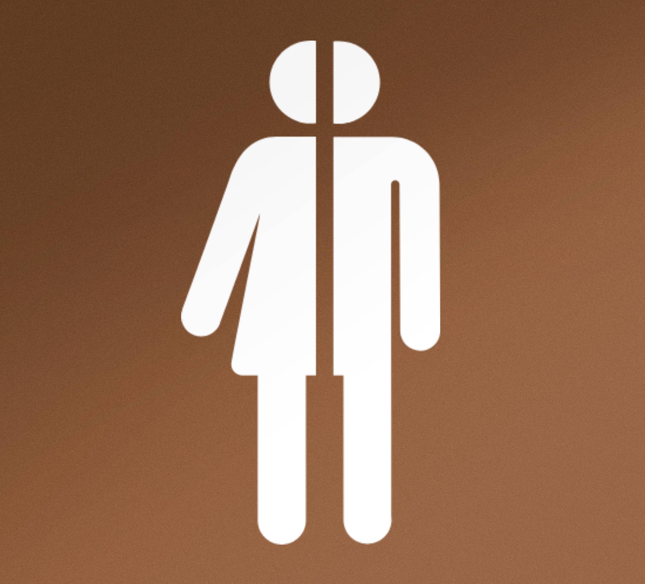 Halv person toalett skylt glasdörr klistermärke