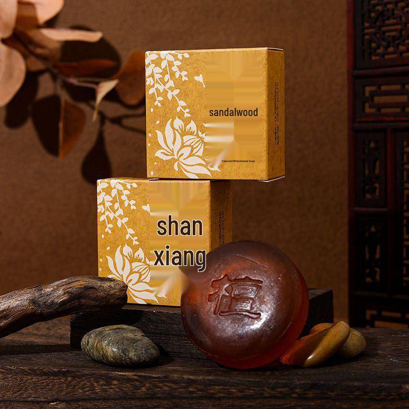 Sandalwood & Agarwood Handgjord Eterisk Olja Tvål - Klassisk Rengörande & Återfuktande Badtvål med Buddha Rökelse. black