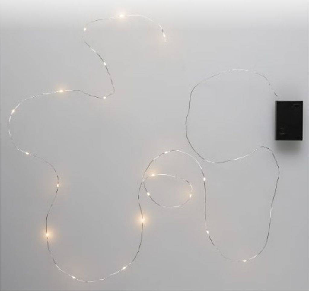 Batteridriven LED-ljusslinga i metall, Inomhus 2,5m Silverfärgad