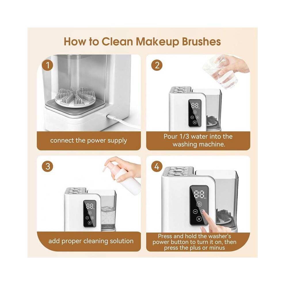 Electric Makeup Brush Cleaner & Dryer Machine,Portable Cosmetic Brushes Cleaner Tool with Silicone Brush US Plug
