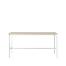 Muuto Base High barbord oak, vitt stativ, plywoodkant, b85 l190 h95 - Beige