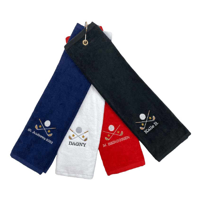 Golfhandduk med broderat namn, MARINBLÅ