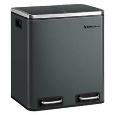 Songmics Kitchen Bin, 2 x 15 l Stål affaldsbakke, blød lukning, lugtforsegling, antracitgrå