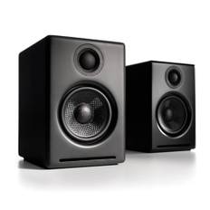 Audioengine A2+ Haut-parleurs Bluetooth sans fil pour ordinateur - Système de haut-parleurs Bluetooth 60W pour la maison, le studio, le jeu avec Bluetooth aptX, AUX et USB DAC | Système audio sans fil et en streaming (Noir, Paire)
