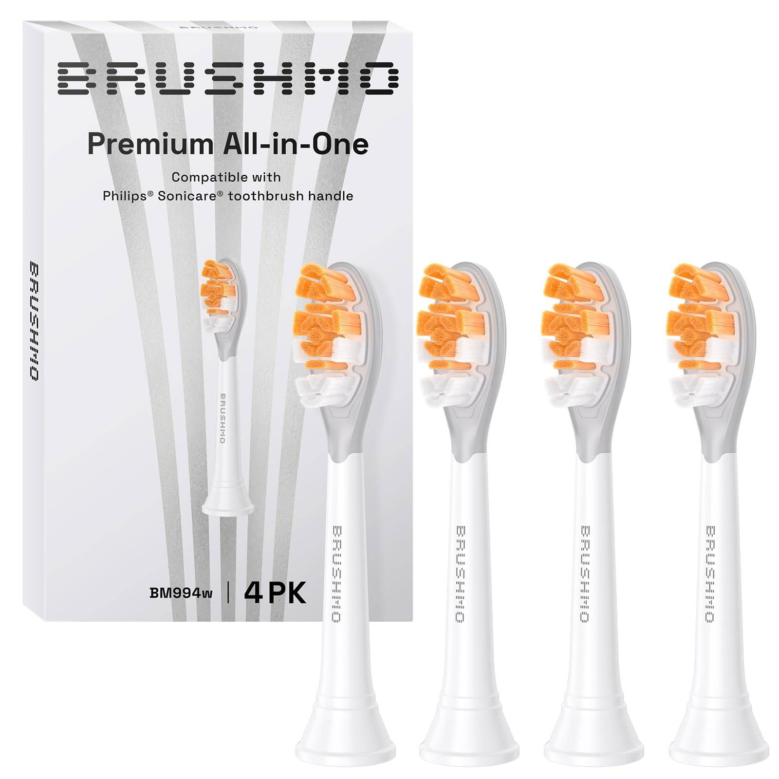 Brand Now Available at Dental Clinics in Brushmo Compatible Brush Heads for Philips Sonicare Electric Replacement Brush Pack of 4 [Brushmo Tokyo] vit
