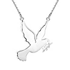YL Damhalsband duva hänge silver 925 smycken duva fred hänge halsband för kvinnor damer flickor, Sterlingsilver