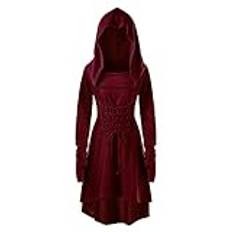 Halloweenkostym damer sexiga damer underkläder set rollspel bodysuit damer gotisk halloweenklänning karnevalkostymer damer rock för snörning (vina, XXL)