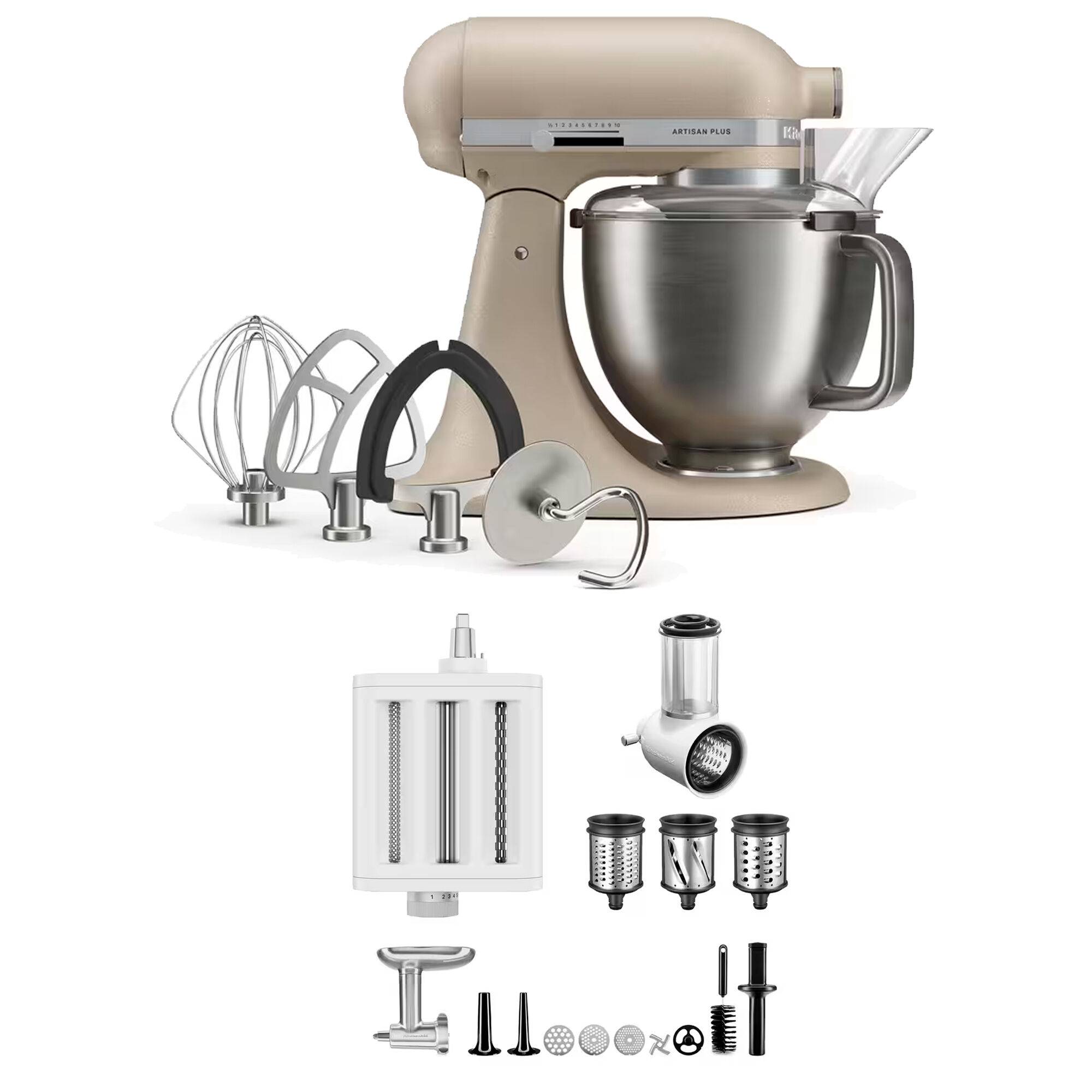 Kitchenaid Artisan Plus köksmaskin med tillbehörspaket 4,7 liter, oat - Oat