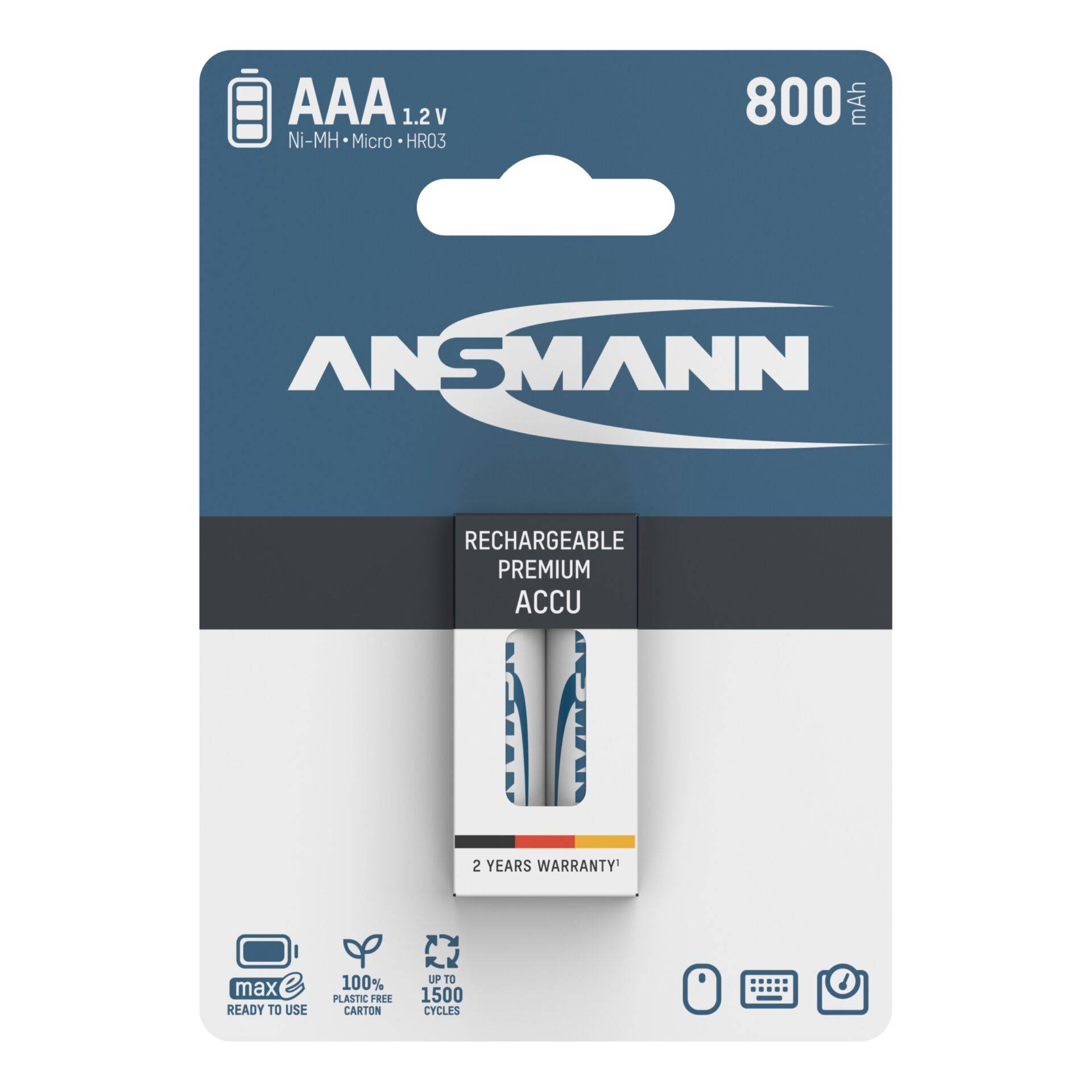 12x2 Ansmann maxE NiMH bat. Micro AAA 800 mAh