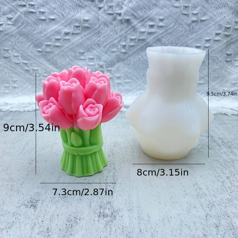 Bouquet Candle Silicone Mold, 3d Silicone Mold For Epoxy Resin Casting, Unique Floral Resin Wax Concrete Gypsum Clay Mold For Art Wedding Candle Decoration