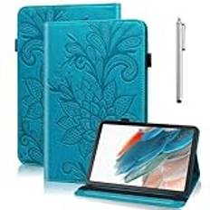 TUOLISG Fodral för Lenovo Tab M10 Plus 3rd Gen 10,6 tum 2022(TB-125F/TB-128F) PU-läderfodral med Stylus Pen och automatisk sömnväckningsfunktion Wallet Cover Case för Lenovo Tab M10 Plus 3. Gen – blå