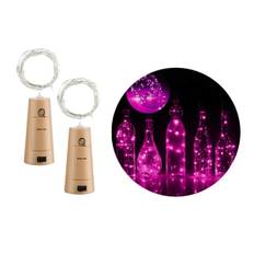 2-pack LED Ljusslinga Lampor Belysning för Flaskor Dekoration rosa
