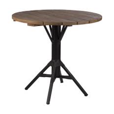 Nicole cafébord svart/teak Ø80 cm - Svart/Träfärg