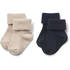 Wheat Sokker Uld 2-pak Ziggy Rib Navy 19-21