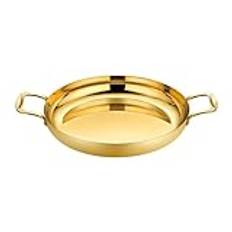 Paella Pan Guld Rostfri Steel Steel Pan Stor Pant, Grill, Stor Stekpanna med Lock, Jumbo Spis, Induktion Pan, Diskmaskin och ugn Säker för husmanskost, Guld, 32CM