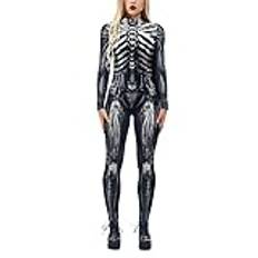 Halloween skelett kostym dam skelett body kostym juloverall dam halloween jumpsuit skelett select cosplay bodysuit dam halloween spaceman cosplay jumpsuit