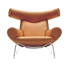 Fredericia Furniture - Wegner Ox Chair, Chrome, Leather Cat. 3 Max 95 Cognac - Fåtöljer - Hans J. Wegner - Brun - Läder/Metall