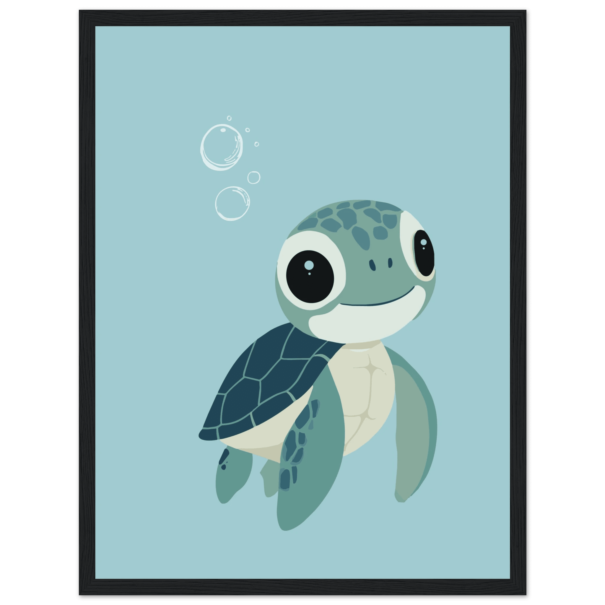 Sköldpadda poster-30x40 cm / 12x16″ / Med ram / Svart