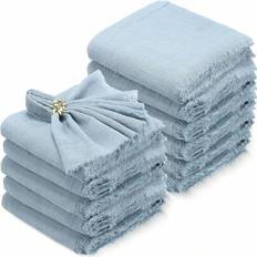 24st set fransade enfärgade mjuka gasbindor, 12,6*12,6 tum/32*32 cm, västerländsk duk, dekorativa tygservetter, kökshanddukar - Dammblå (32x32 cm)