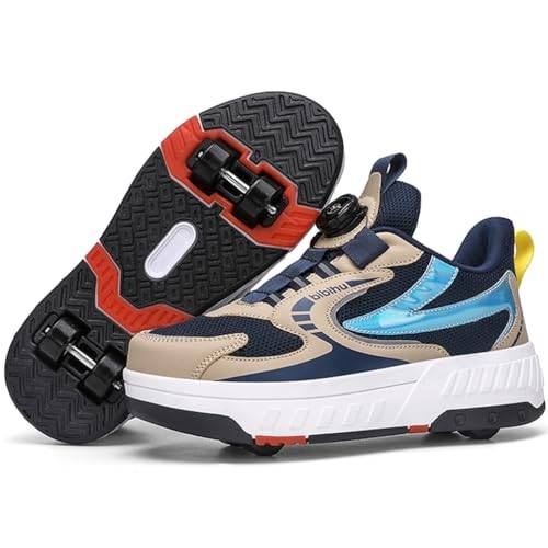 WOWEI Skor med hjul för pojkar flickor skateboardskor för barn vuxna rullskridskor utomhusskor sneakers 2-i-1 multifunktionella rullskridskor sneakers sportskor, Wow V38, 28 EU