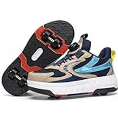 WOWEI Skor med hjul för pojkar flickor skateboardskor för barn vuxna rullskridskor utomhusskor sneakers 2-i-1 multifunktionella rullskridskor sneakers sportskor, Wow V38, 28 EU