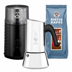 House of Barista Kaffemølle Inkl. Bialetti Venus 6 Kop Espressokande & Kaffe