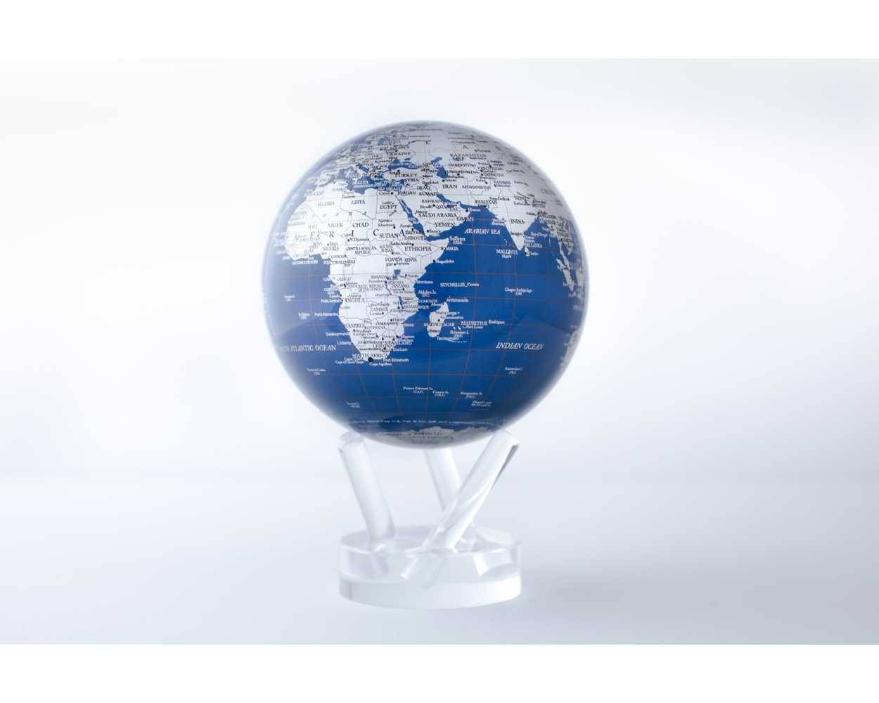 MOVA Globe - Roterende globus drevet af solceller - Jorden - Blue/Silver Diameter: 4.5" / 11,4 cm
