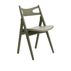 Carl Hansen - CH29P Sawbuck Chair, Lackerad Bok, Olive Green, Lädergrupp A Loke - 7240 - Spisebordsstole - Hans J. Wegner - Grøn - Læder/Træ